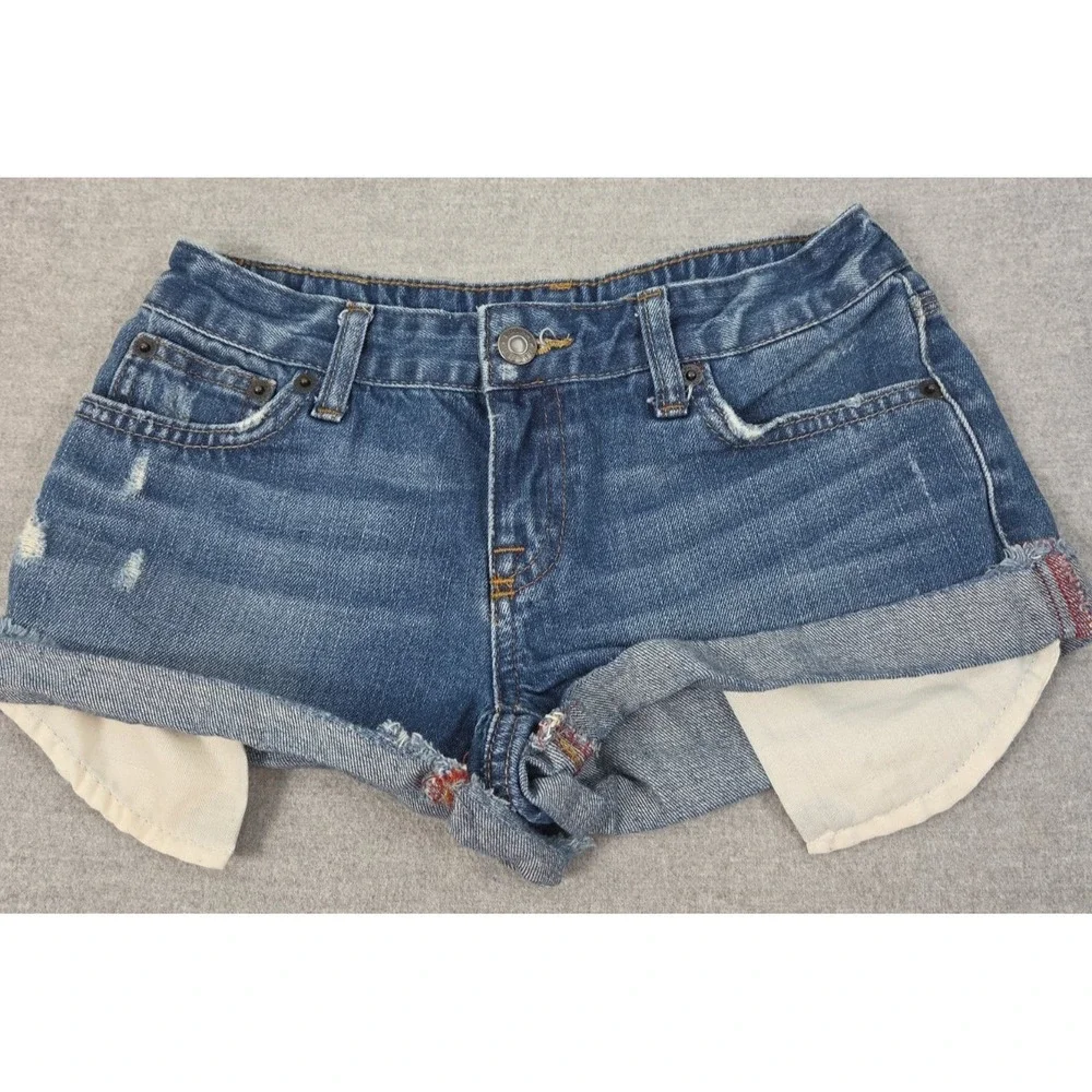 Ralph Lauren Junior Girls 12 Distressed Denim Shorts Cut Offs Medium Wash Boho